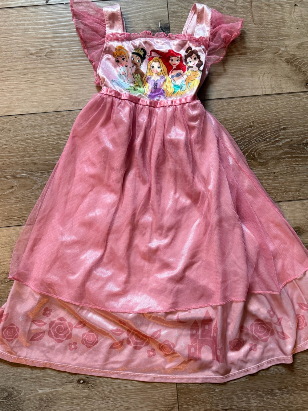 Disney Princess Pink Tulle Dress 3T Belle Ariel Rapunzel Tiana Cinderella
